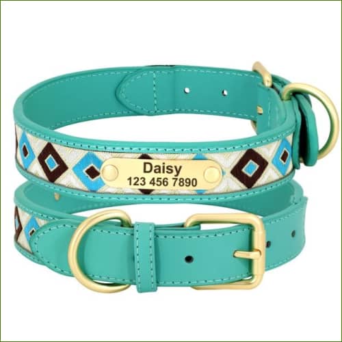 Colliers Gravés Pour Chiens Motifs Ethniques Bleu / Xl