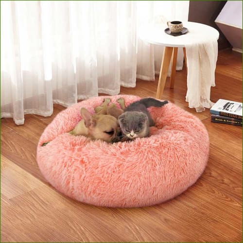 Coussin apaisant pour chien - douillet et anti stress - rose avec petit chien