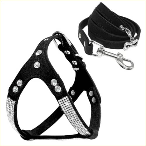 Harnais en cuir suédé pour chien Noir / L