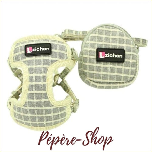 Harnais ZICHEN avec laisse et poche assortie - Gray / S-1.0cm-PEPERE SHOP