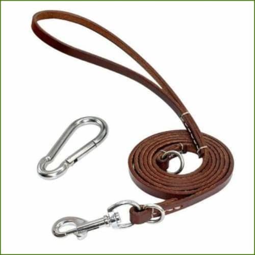 Laisse en cuir pour gros chien avec anneau en acier couleur Marron - Marron / L-PEPERE SHOP
