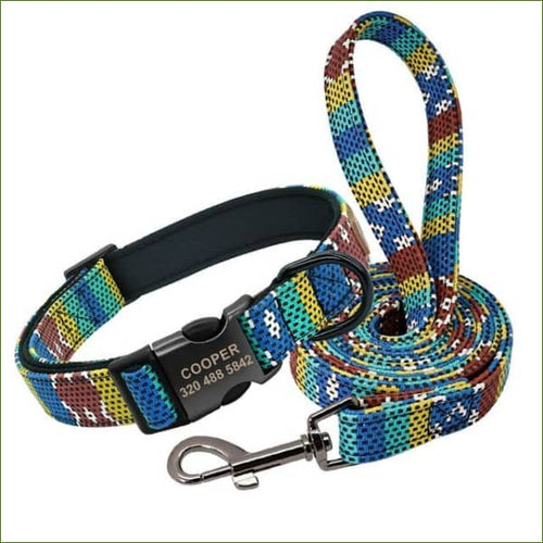 Collier pour chien avec prénom et laisse assortie MIDOG - Ensemble Café / L-PEPERE SHOP