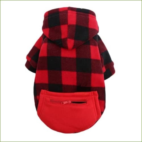 habits Petits Chiens À Carreaux Avec Capuche Intégrée Rouge / S