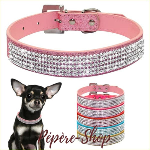 Collier strass petit chien chihuahua, yorkshire ou bichon - -PEPERE SHOP