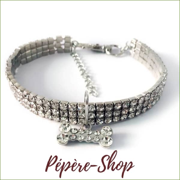 Collier pour chien en strass avec pendentif - -PEPERE SHOP