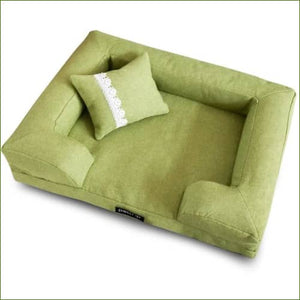 Lit canapé pour chien déhoussable et douillet avec petit coussin assorti Vert / 60x45CM/