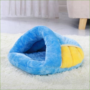 Panier fermé pour chat - douillet et confortable Bleu / L/
