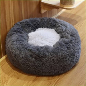 Pouf rond lavable bicolore Gris-Blanc / 60cm/